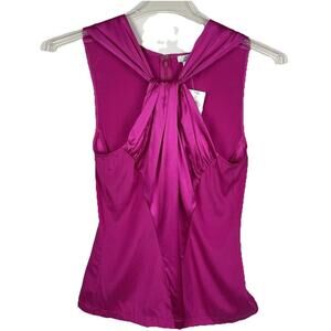 Vintage Cache Silk Blend Tank Top Size L Hot Pink Y2K Career Clubwear Party NWT
